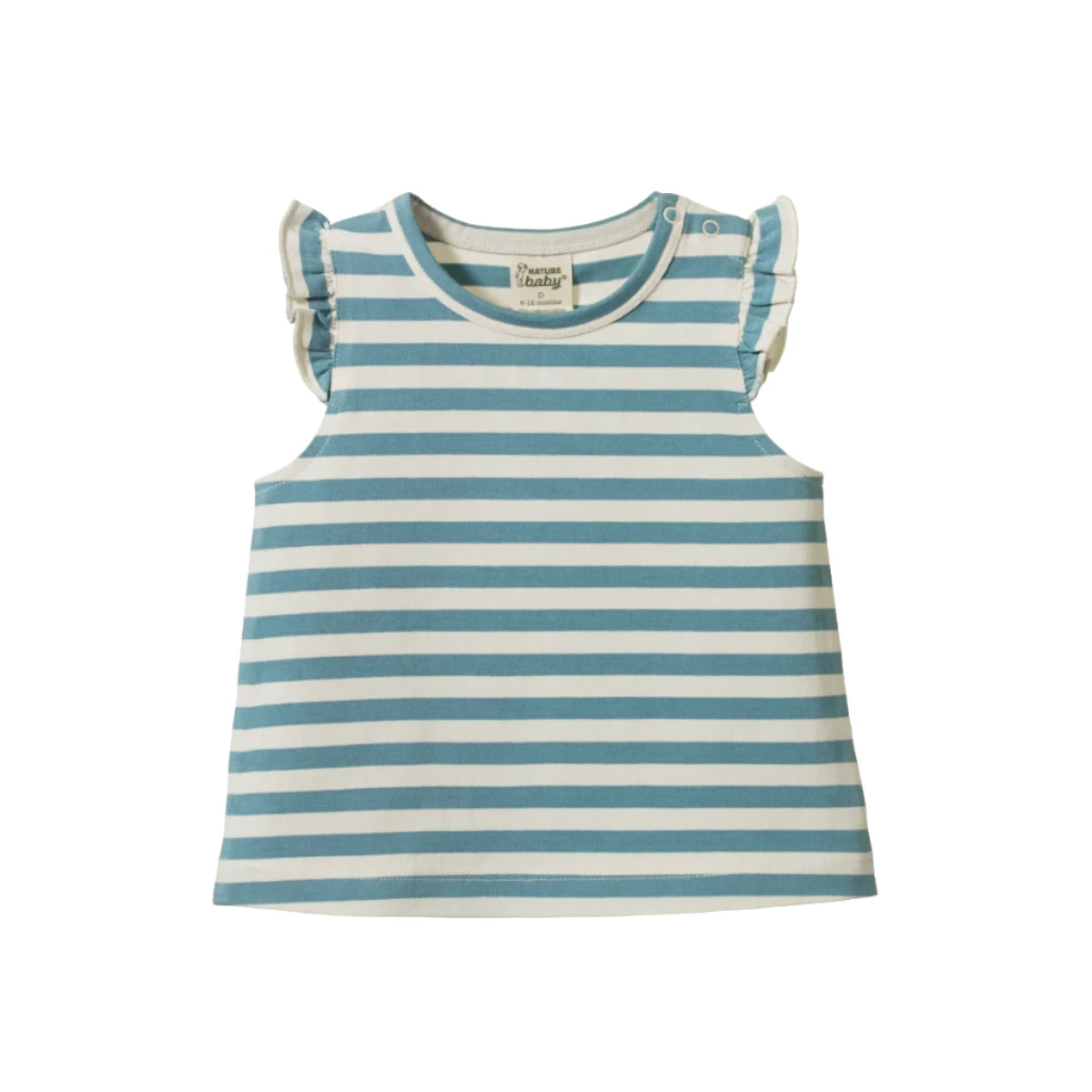 Nature Baby Fleur Tee - Mineral Sea Stripe Short Sleeve Top Nature Baby 