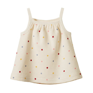 Nature Baby Maisy Waffle Top - Polka Dot Dusky Print