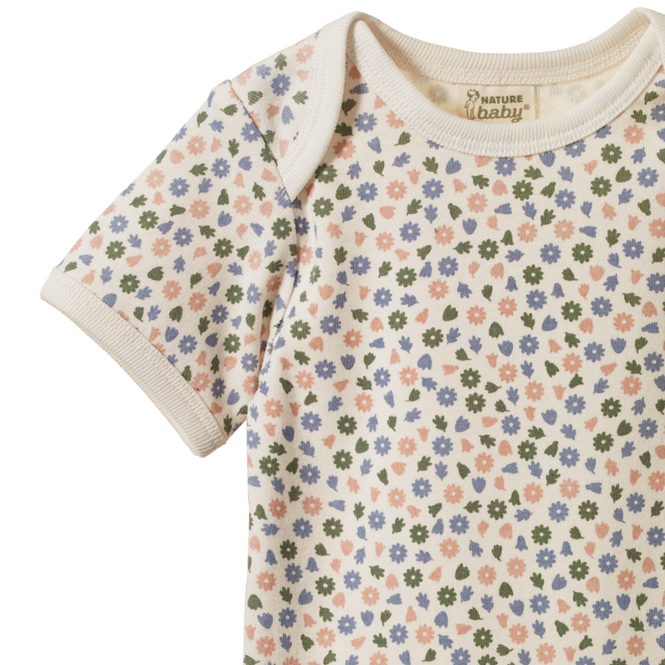 Nature Baby Short Sleeve Bodysuit - Chamomile Blooms Print Bodysuit Nature Baby 