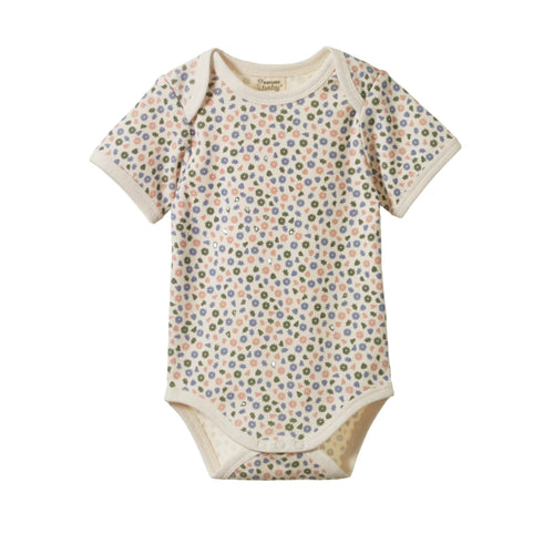 Nature Baby Short Sleeve Bodysuit - Chamomile Blooms Print