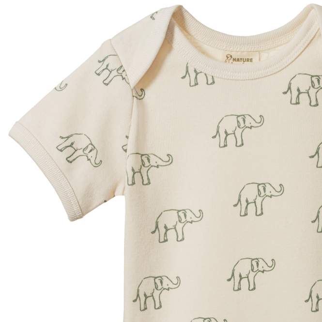 Nature Baby Short Sleeve Bodysuit - Elephant Print Bodysuit Nature Baby 