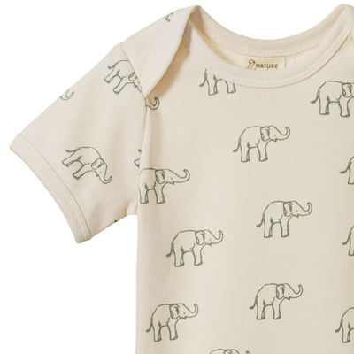 Nature Baby Short Sleeve Bodysuit - Elephant Print Bodysuit Nature Baby 