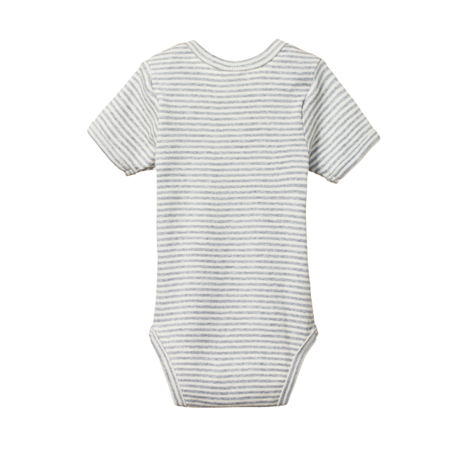 Nature Baby Short Sleeve Bodysuit - Grey Marle Stripe Bodysuit Nature Baby 