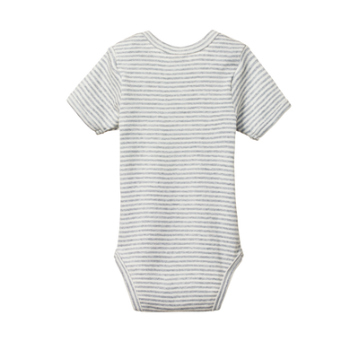 Nature Baby Short Sleeve Bodysuit - Grey Marle Stripe Bodysuit Nature Baby 