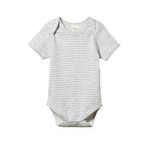 Nature Baby Short Sleeve Bodysuit - Grey Marle Stripe