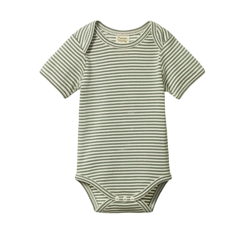 Nature Baby Short Sleeve Bodysuit - Nettle Stripe