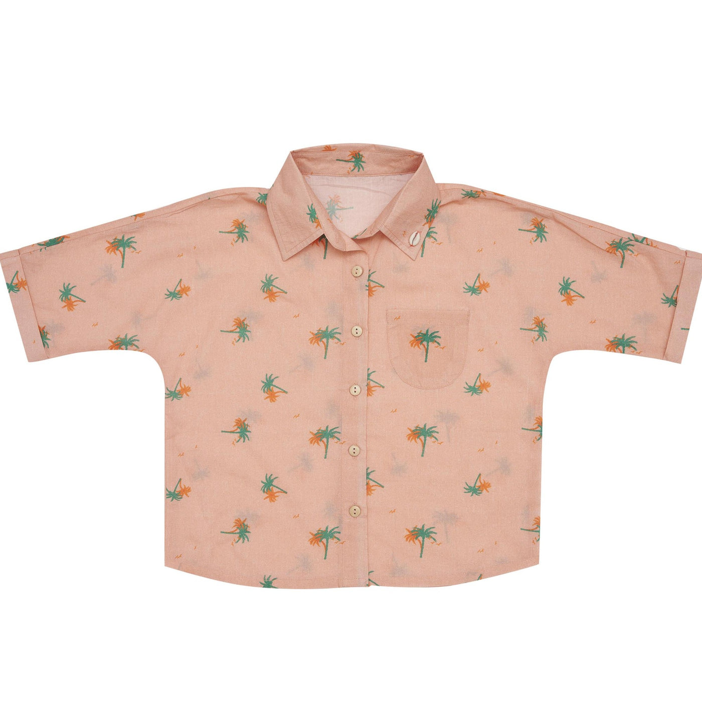 Nia Shirt - Tropical Peach Day Dream Short Sleeve Shirt Bella & Lace 