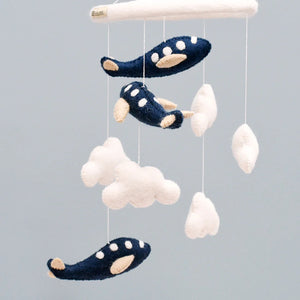 Tara Treasures Cot Mobile - Navy Blue Airplanes