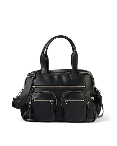 OiOi Carry All Nappy Bag - Black Faux Leather Nappy Bags OiOi 