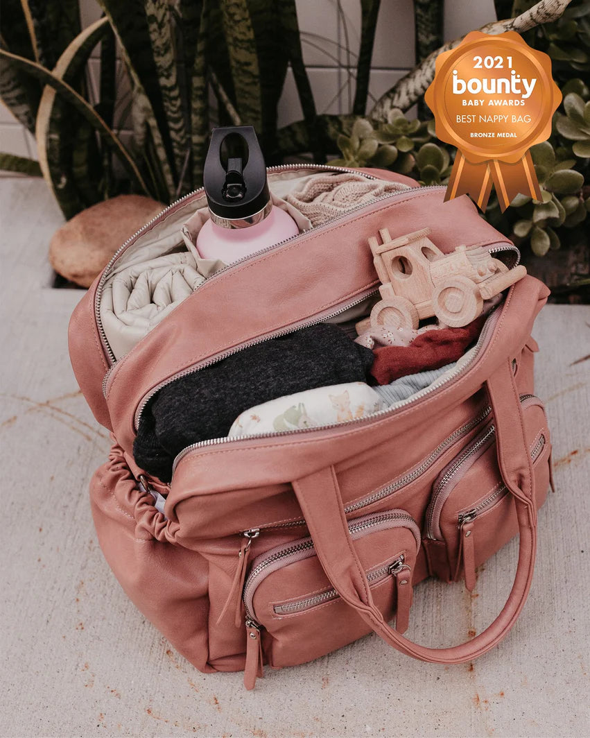 OiOi Carry All Nappy Bag - Dusty Rose Faux Leather Nappy Bags OiOi 