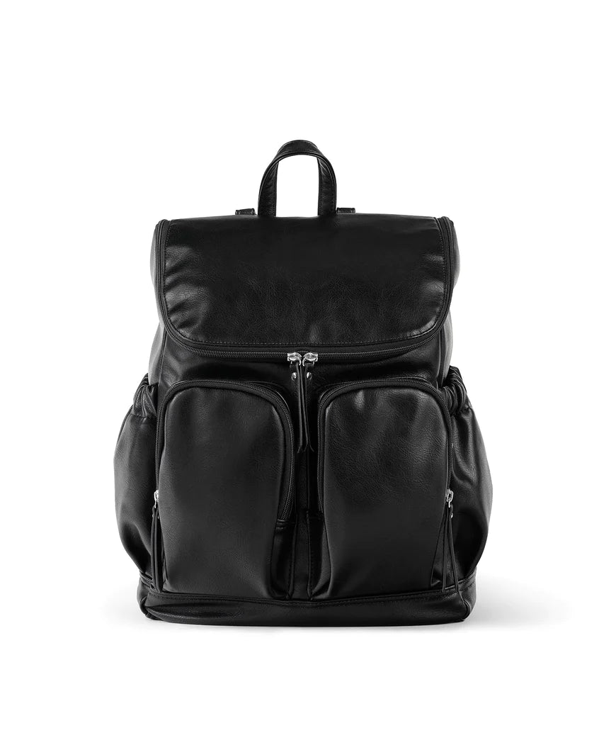 OiOi Signature Nappy Backpack - Black Faux Leather Backpacks OiOi 