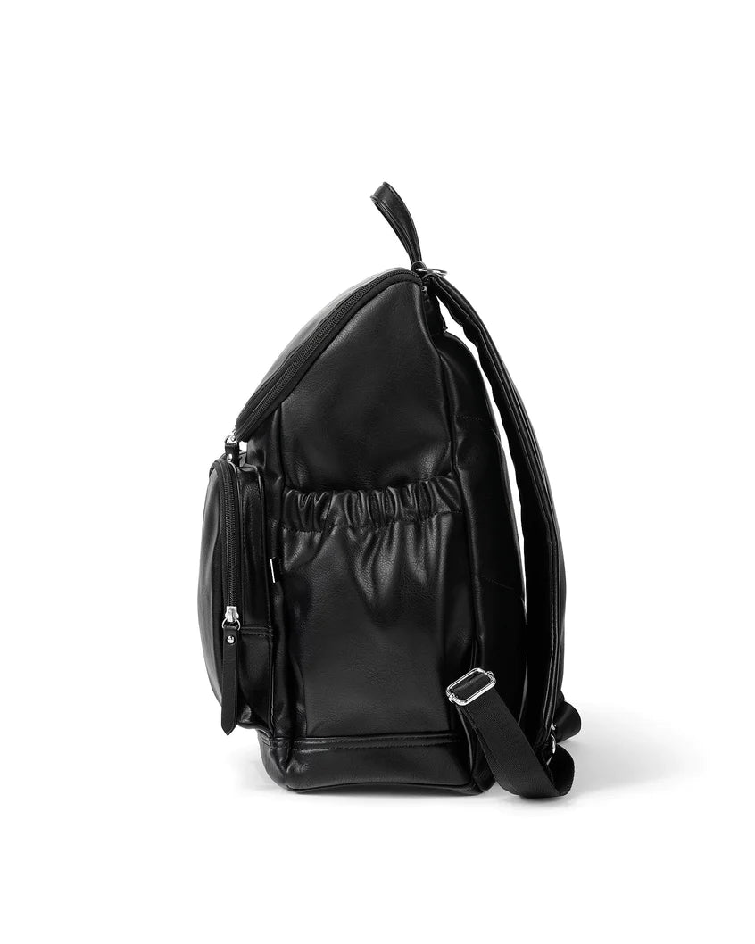 OiOi Signature Nappy Backpack - Black Faux Leather Backpacks OiOi 