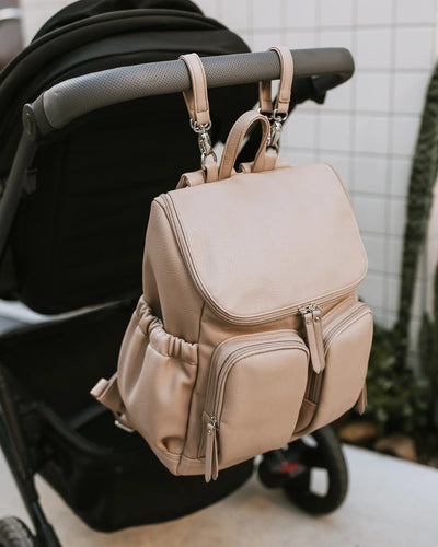 OiOi Signature Nappy Backpack - Oat Dimple Faux Leather Backpacks OiOi 