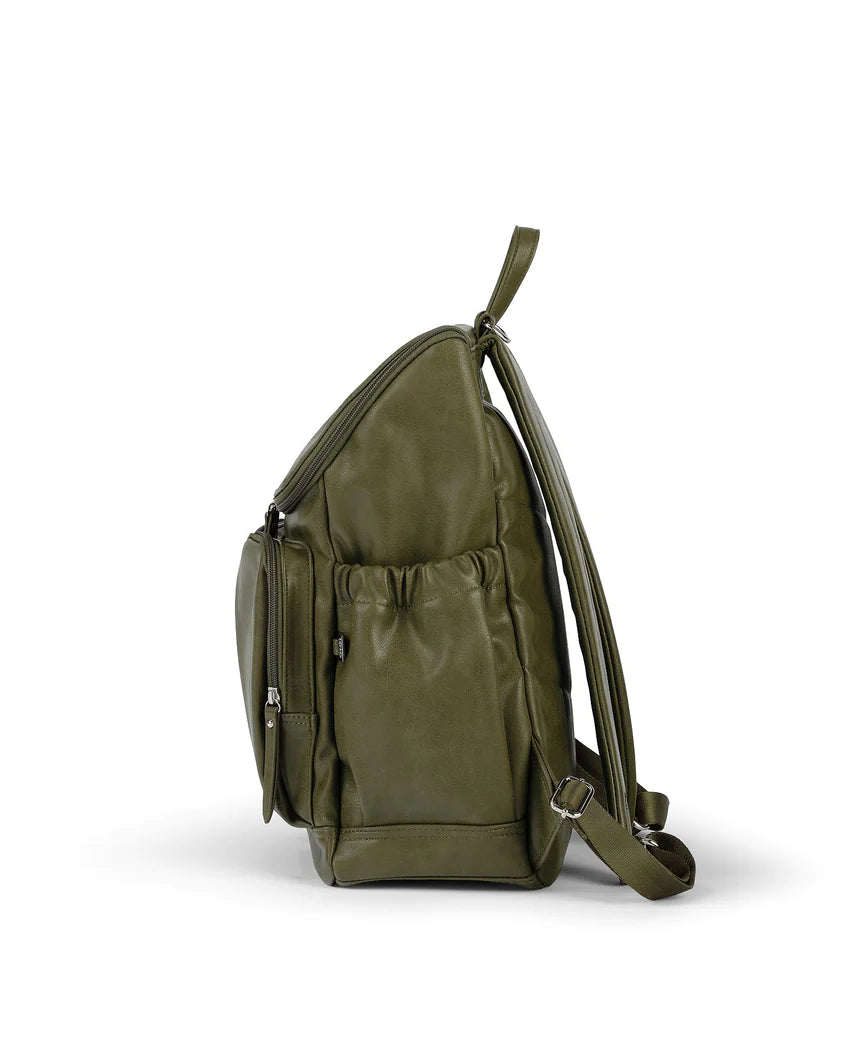 OiOi Signature Nappy Backpack - Olive Faux Leather Backpacks OiOi 