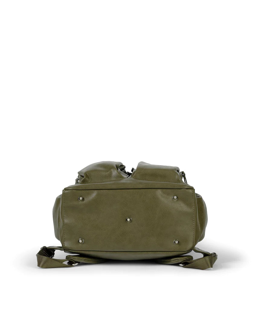 OiOi Signature Nappy Backpack - Olive Faux Leather Backpacks OiOi 