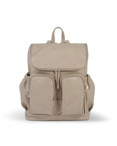 OiOi Signature Nappy Backpack - Taupe Faux Leather Backpacks OiOi 