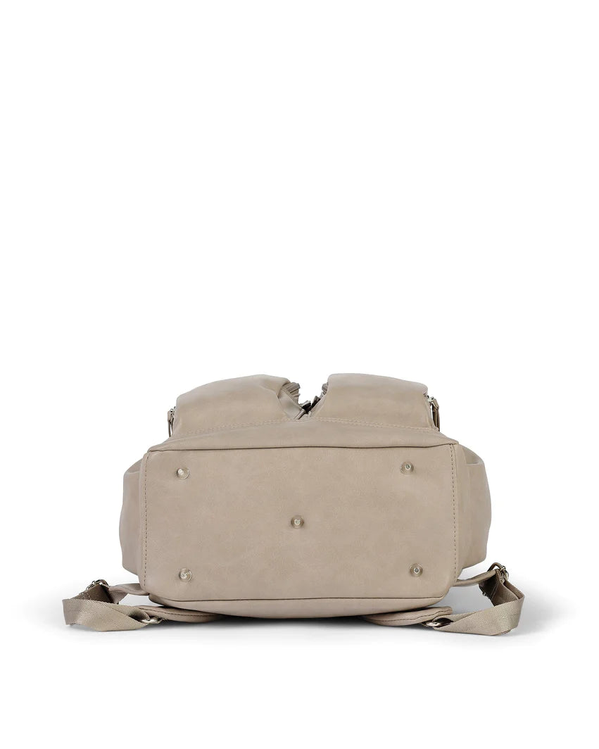 OiOi Signature Nappy Backpack - Taupe Faux Leather Backpacks OiOi 