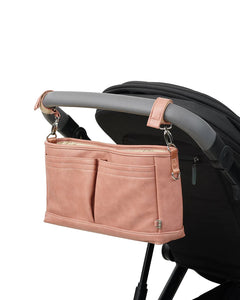 OiOi - Signature Pram Caddy - Dusty Rose Faux Leather