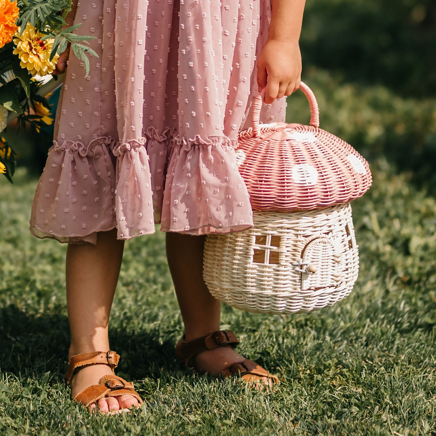 Olli Ella Rattan Mushroom Basket - Musk Basket Olli Ella 