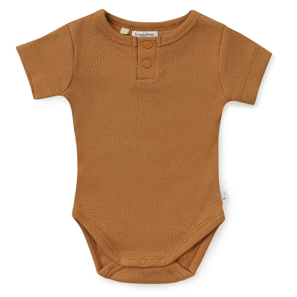 Organic Chestnut Short Sleeve Bodysuit Bodysuit Snuggle Hunny Kids 