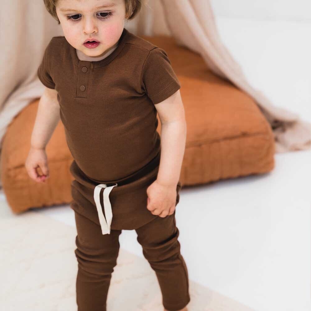 Organic Chocolate Short Sleeve Bodysuit Bodysuit Snuggle Hunny Kids 