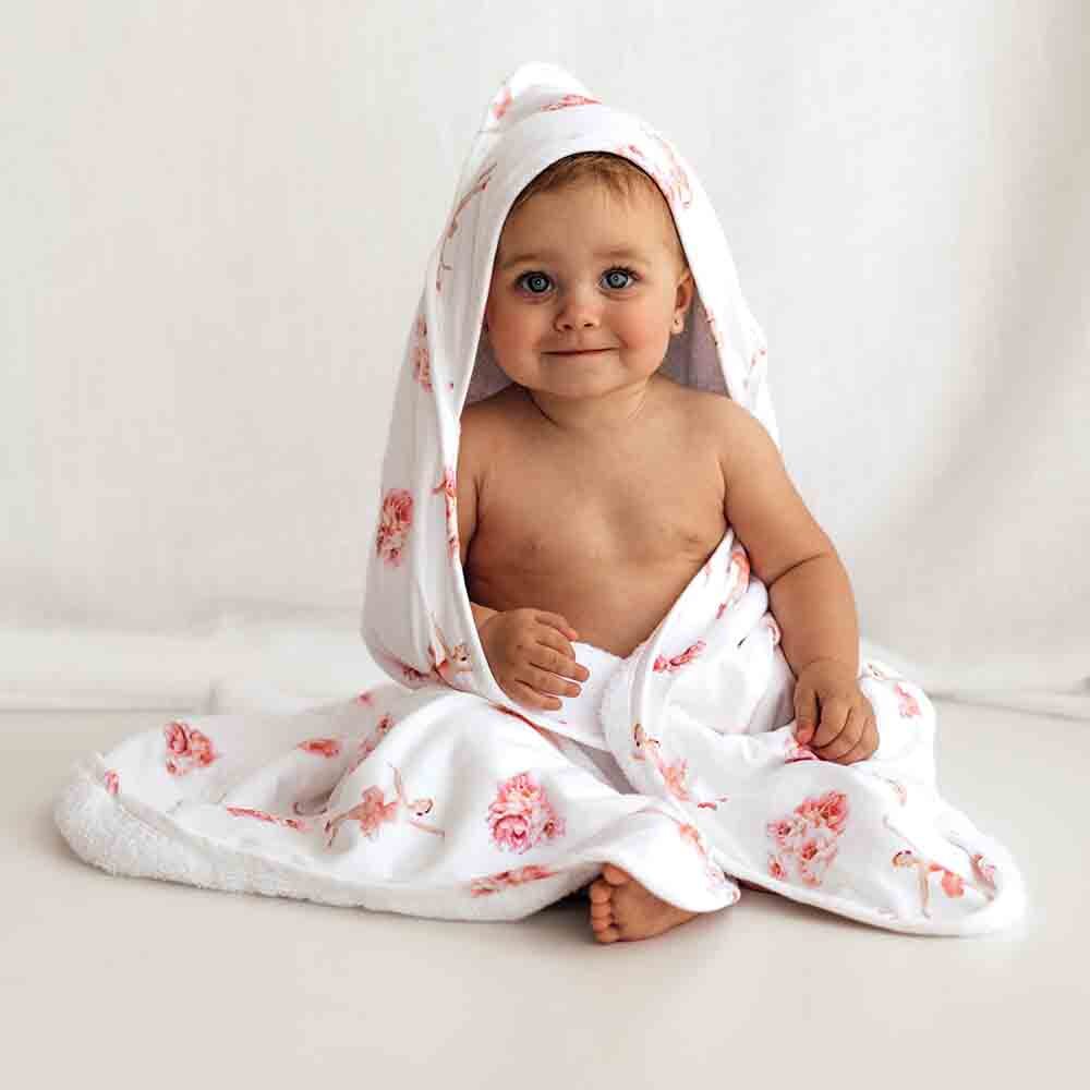 Organic Hooded Baby Towel - Ballerina Towel Snuggle Hunny Kids 