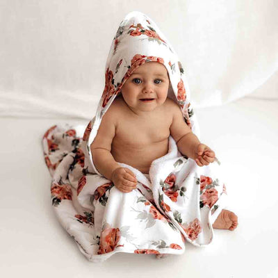 Organic Hooded Baby Towel - Rosebud Towel Snuggle Hunny Kids 