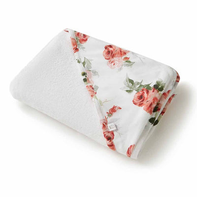 Organic Hooded Baby Towel - Rosebud Towel Snuggle Hunny Kids 