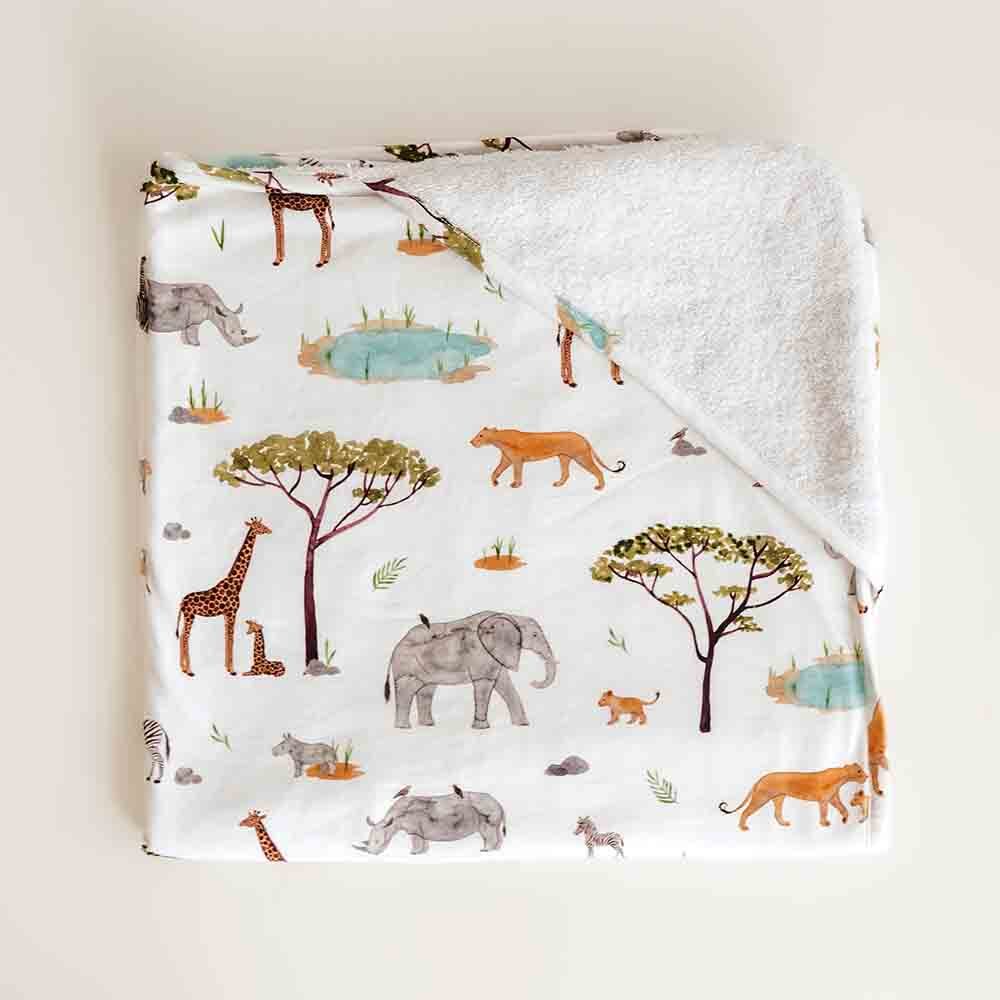 Organic Hooded Baby Towel - Safari Towel Snuggle Hunny Kids 
