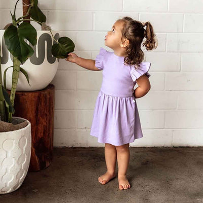 Organic Jacaranda Dress Short Sleeve Dress Snuggle Hunny Kids 