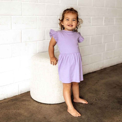 Organic Jacaranda Dress Short Sleeve Dress Snuggle Hunny Kids 