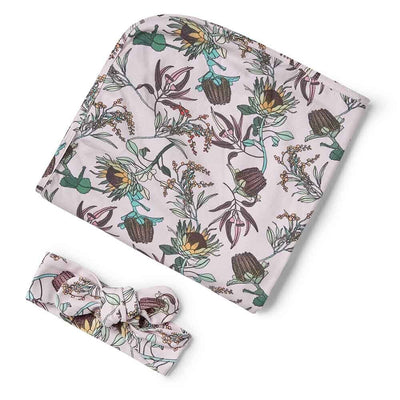 Organic Jersey Wrap & Topknot Set - Banksia Swaddles & Wraps Snuggle Hunny 
