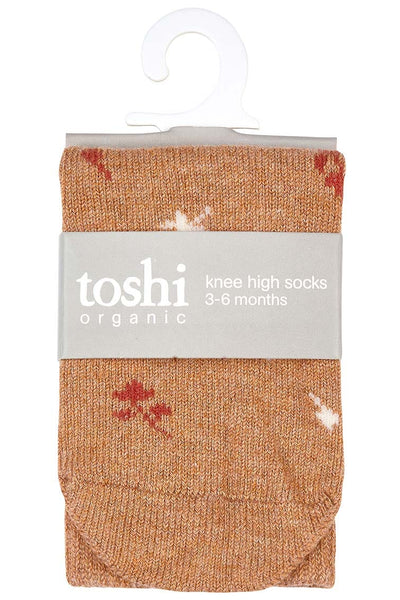 Organic Knee Jacquard Sock - Maple Leaves Socks Toshi 