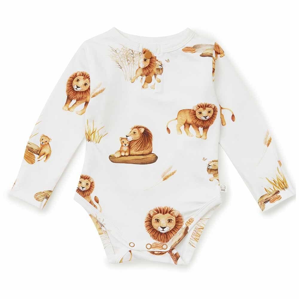 Organic Lion Long Sleeve Bodysuit Bodysuit Snuggle Hunny Kids 