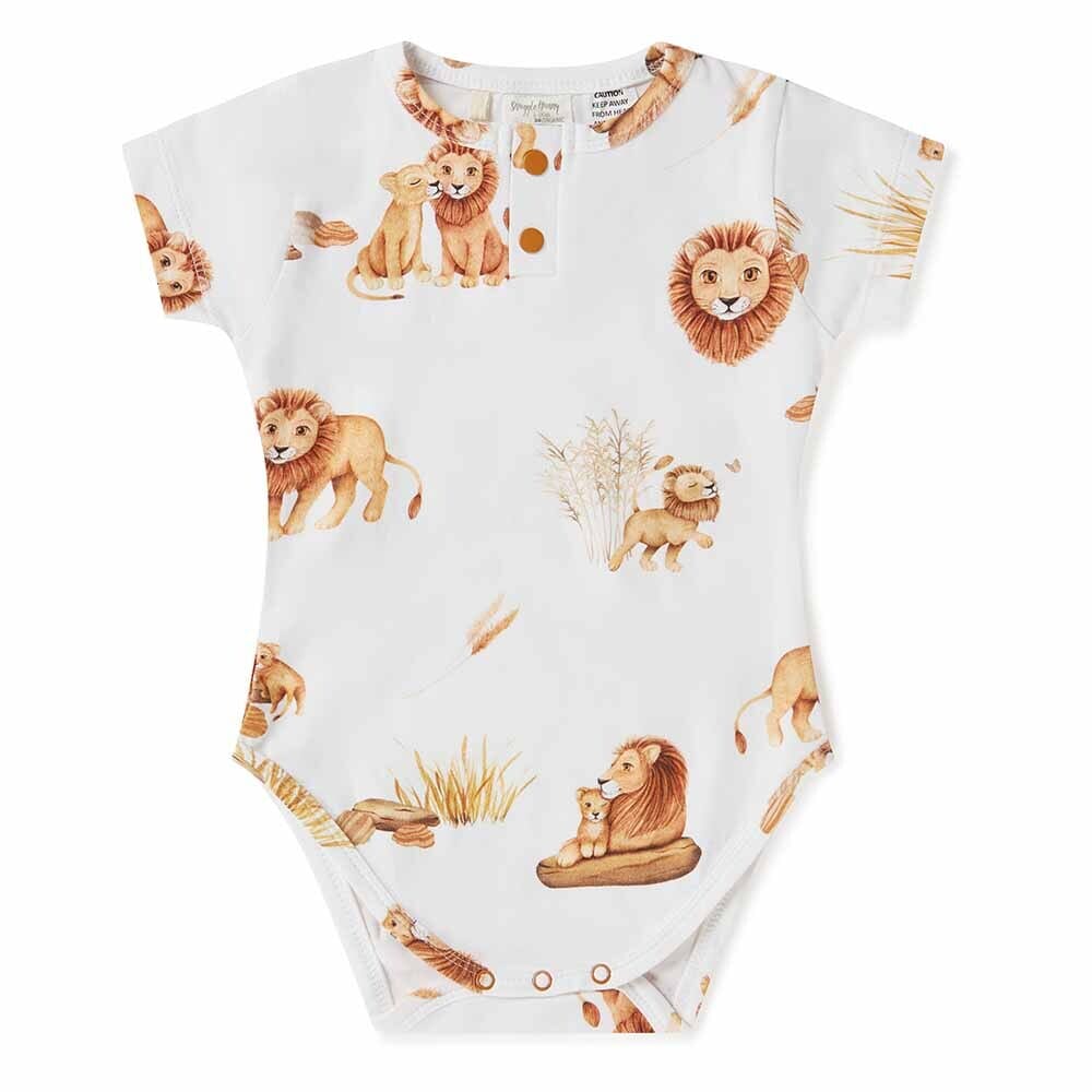 Organic Lion Short Sleeve Bodysuit Bodysuit Snuggle Hunny Kids 