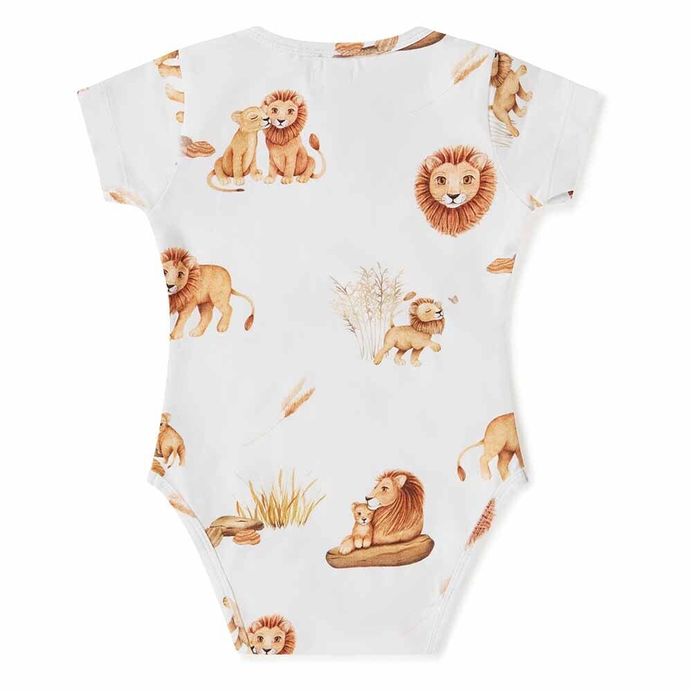 Organic Lion Short Sleeve Bodysuit Bodysuit Snuggle Hunny Kids 