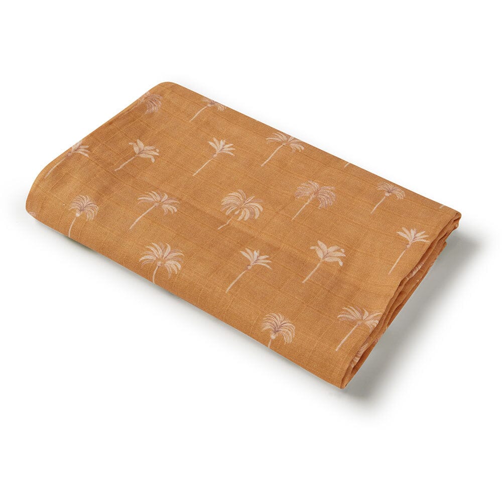 Organic Muslin Wrap - Bronze Palm Swaddles & Wraps Snuggle Hunny Kids 