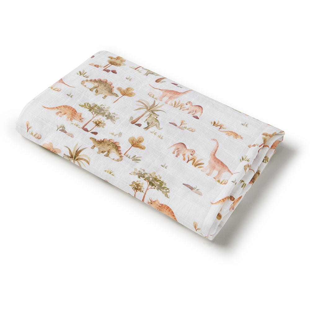 Organic Muslin Wrap - Dino Swaddles & Wraps Snuggle Hunny Kids 