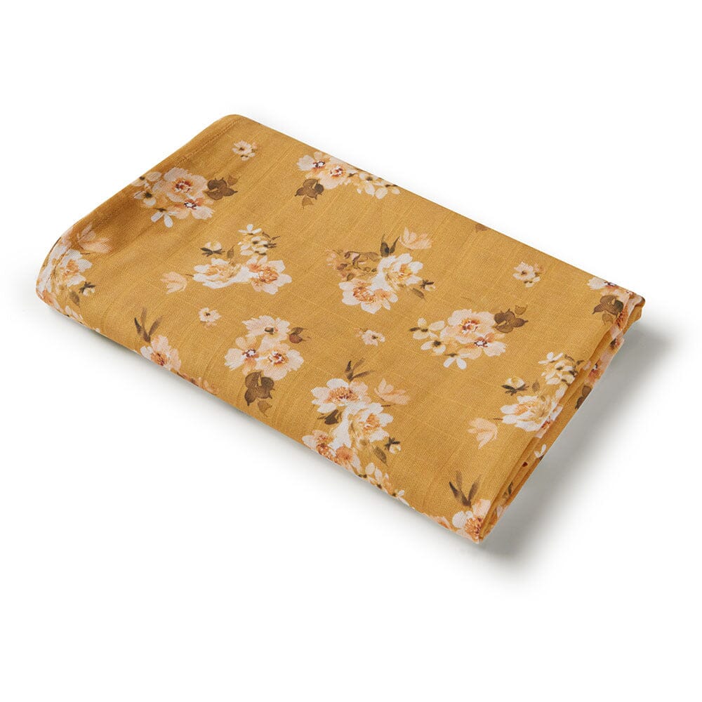 Organic Muslin Wrap - Golden Flower Swaddles & Wraps Snuggle Hunny Kids 