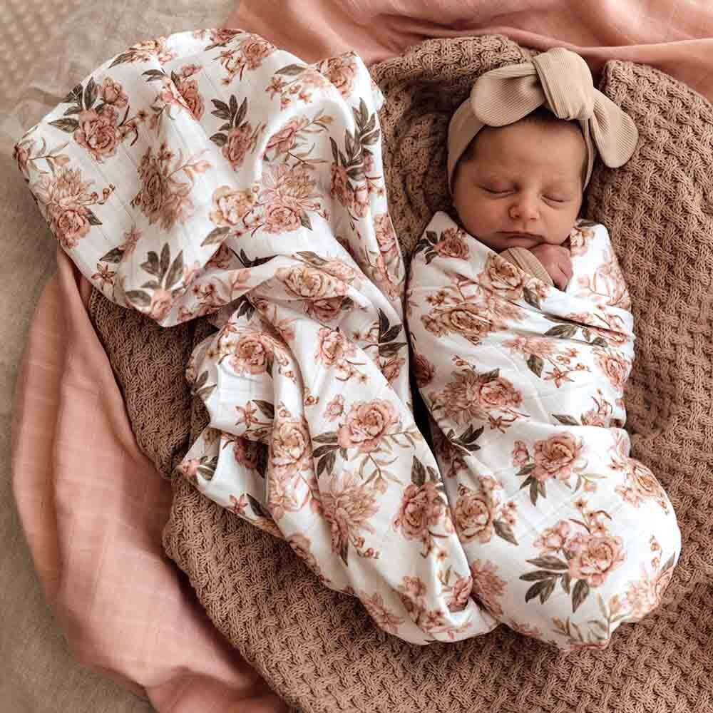 Organic Muslin Wrap - Rosette Swaddles & Wraps Snuggle Hunny Kids 