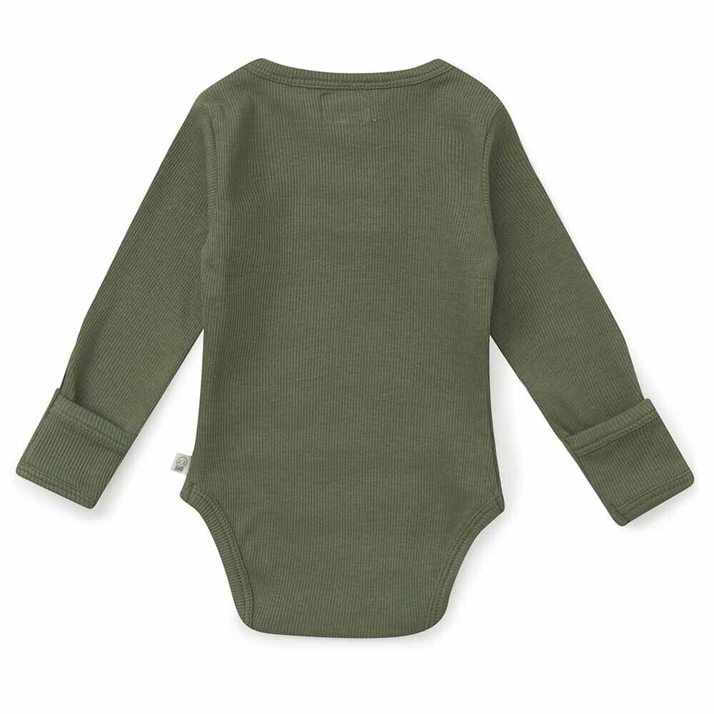 Organic Olive Long Sleeve Bodysuit Bodysuit Snuggle Hunny Kids 