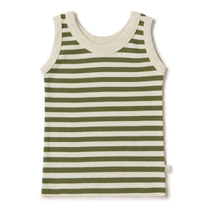 Snuggle Hunny - Organic Sleeveless Top - Olive Stripe