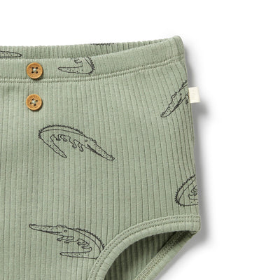 Organic Rib Nappy Pant - Little Croc Bloomers Wilson & Frenchy 