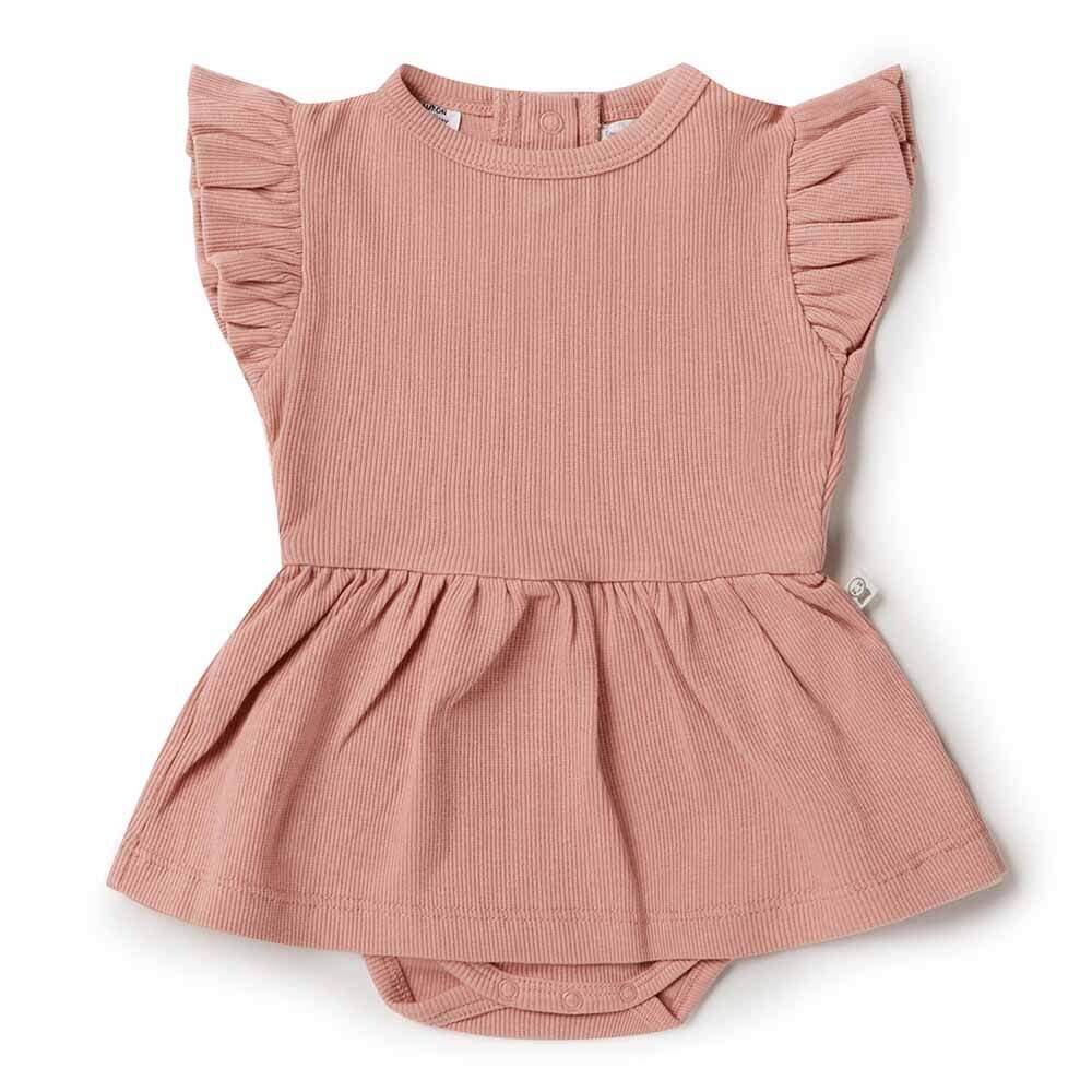 Organic Rose Dress Short Sleeve Dress Snuggle Hunny Kids 