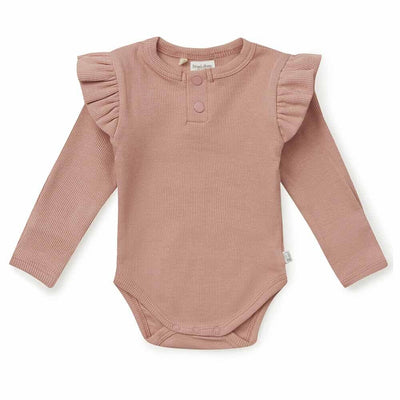 Organic Rose Long Sleeve Bodysuit Bodysuit Snuggle Hunny 