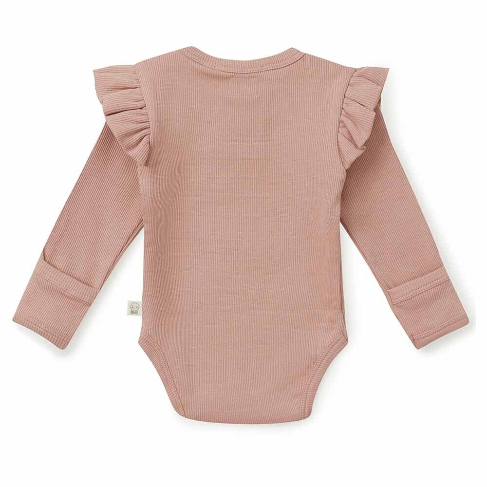 Organic Rose Long Sleeve Bodysuit Bodysuit Snuggle Hunny 