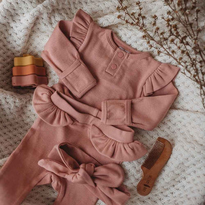 Organic Rose Long Sleeve Bodysuit Bodysuit Snuggle Hunny 