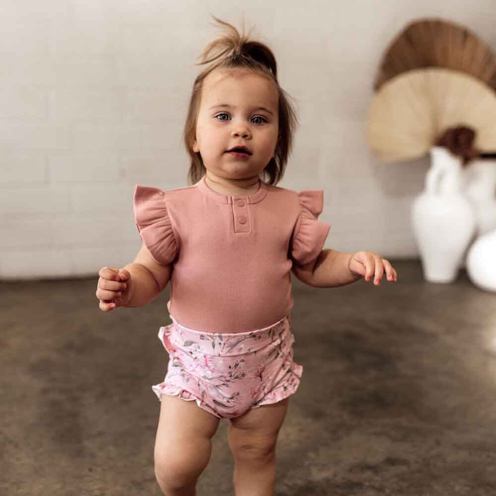 Organic Rose Short Sleeve Bodysuit Bodysuit Snuggle Hunny Kids 