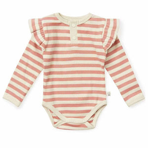 Snuggle Hunny - Organic Long Sleeve Bodysuit - Rose Stripe