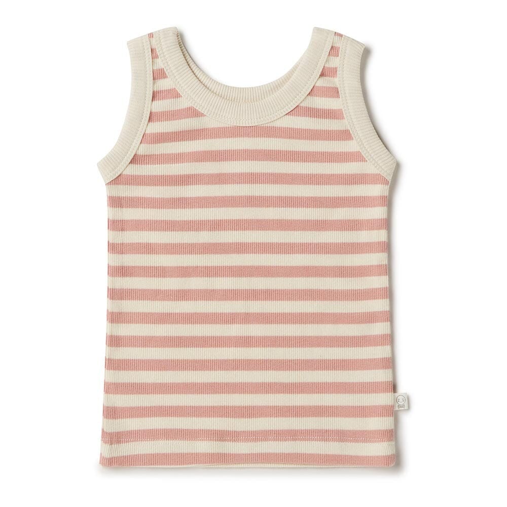 Organic Rose Stripe Singlet Singlet Snuggle Hunny Kids 